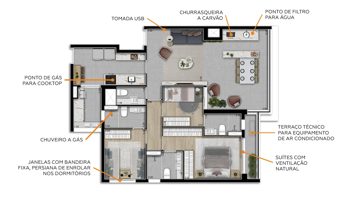 Planta 108m² - 3 Suítes + lavabo - Final 05